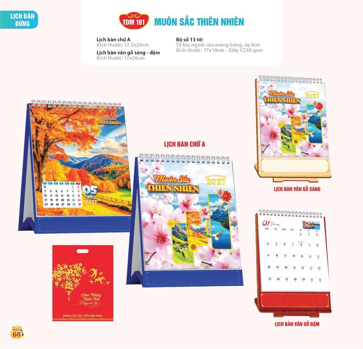 Lịch Bloc Siêu Cực Đại 2027 TDM65 In Logo Doanh Nghiệp Giá Xưởng