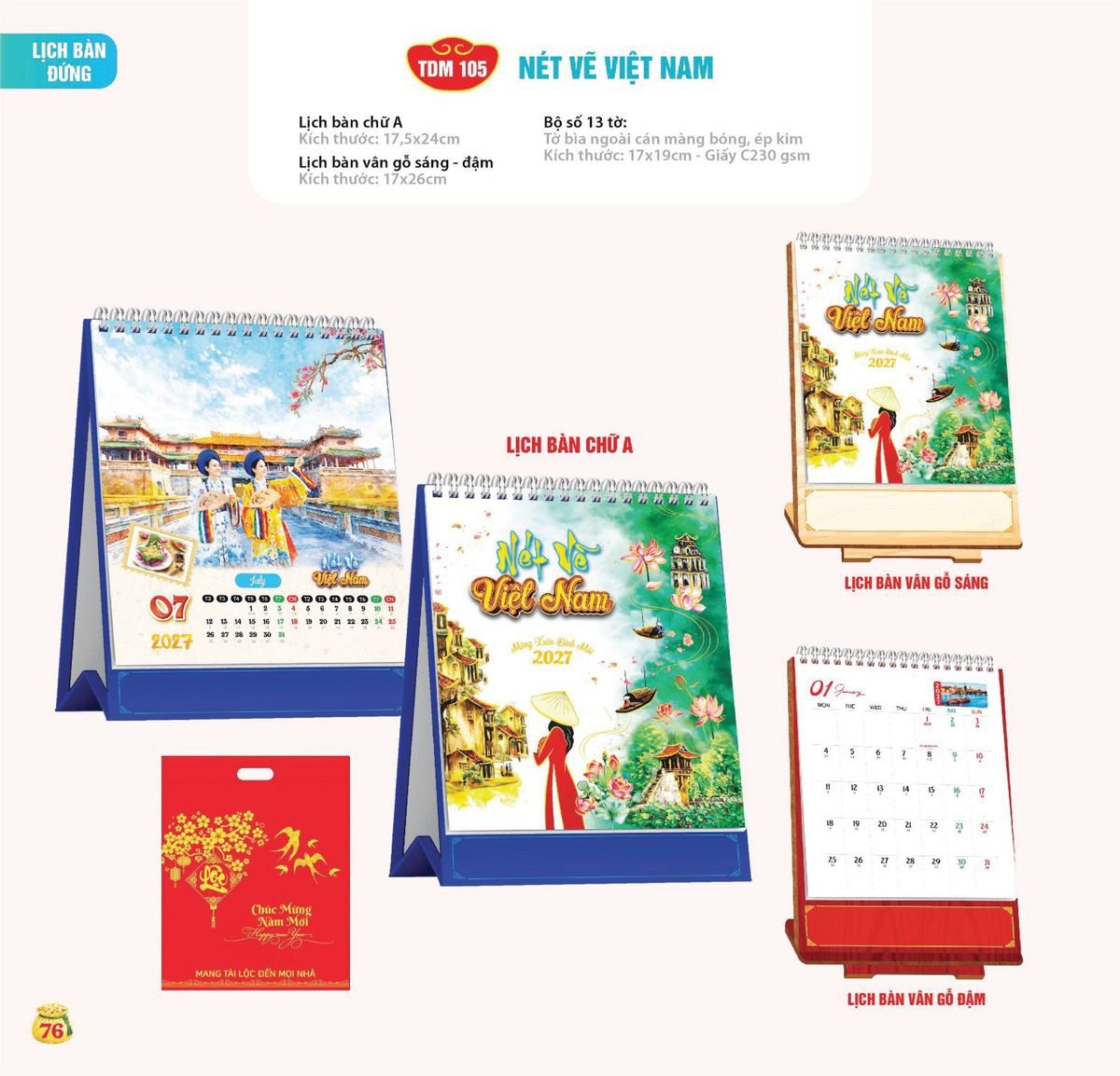 Lịch Bloc Siêu Cực Đại 2027 TDM73 In Logo Doanh Nghiệp Giá Xưởng