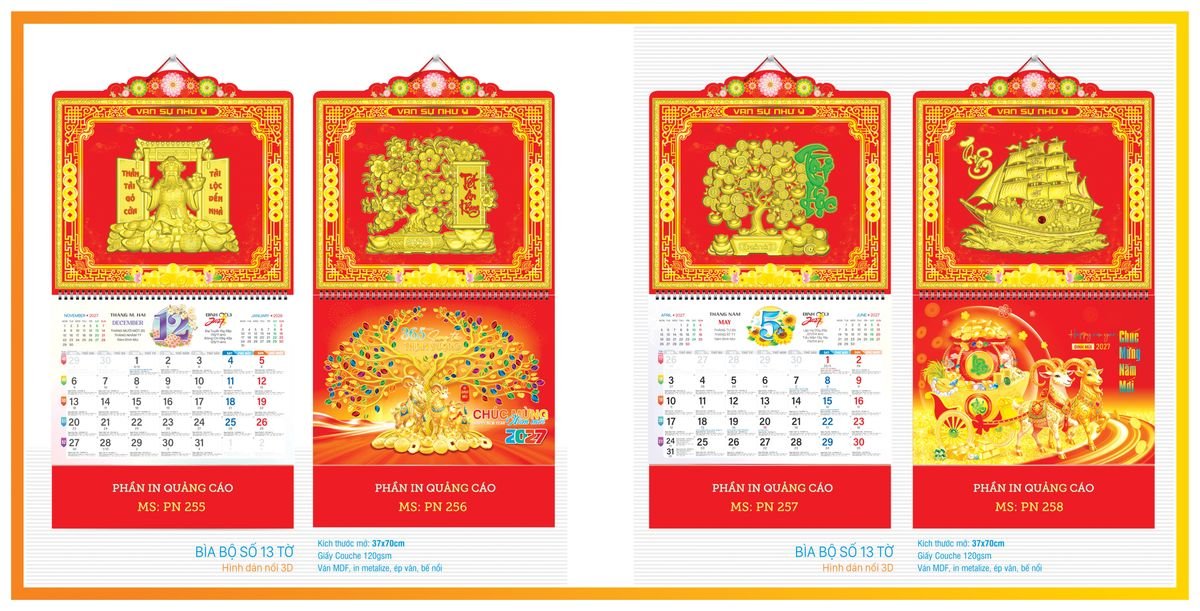 Lịch 13 Tờ TPN13T08 In Logo Doanh Nghiệp Giá Xưởng