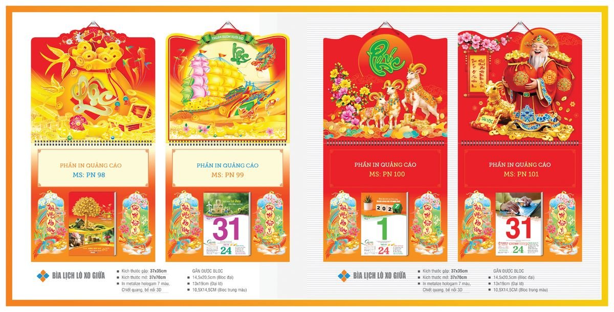 Bìa Lịch Treo Gắn Bloc Tân Phương Nam TPNBIA12 In Logo Doanh Nghiệp Giá Xưởng